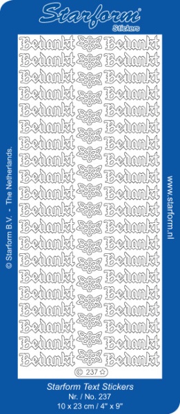Starform sticker zilver bedankt 237 (Locatie: A280)