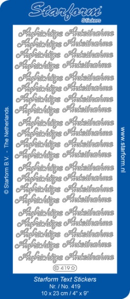 Starform sticker zwart Aufrichtige Anteilnahme 419 (Locatie: L102)