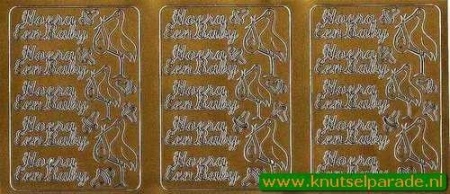 Sticker goud hoera een baby 9611 (Locatie: L140)