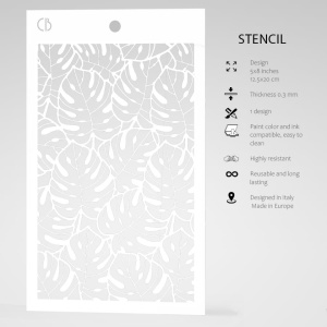 Ciao Bella Texture Stencil, 12.5cm x 20cm, Tropical Leaves, MS071 (Locatie: 1138)