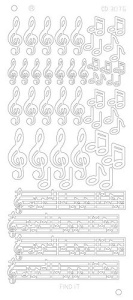 Find It stickervel glanzend goud muzieknoten CD3076 (Locatie: k006)
