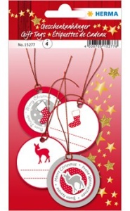 Herma cadeaukaartjes Kerstmis rood/zilver 6 stuks 15277
