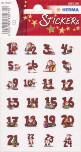 Herma stickers kerst adventscijfers 3 vel 15071 (Locatie: U184)