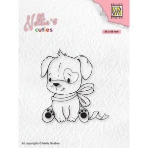 Nellie's Cuties Clear Stamp Dog with Christmas Bow NCCS015 (Locatie: j451)