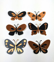 Papieren vlinders van spiegelkarton, 6 stuks, brons en zwart