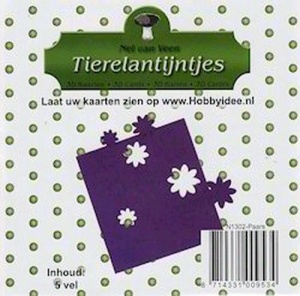 Tierelantijntje kartonnen deco-bloemen uit stansvellen 5 vel paars N1302 (Locatie: N212 )