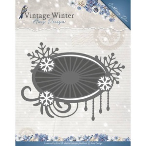 Amy Design snijmal Vintage Winter - Snowflake Swirl Label ADD10124 (Locatie: M031)