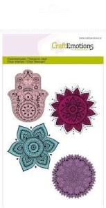 CraftEmotions clearstamps A6 - hand, bloem ornament Happiness 130501/1083 (Locatie: NN014)