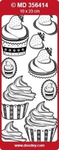Doodey double embossed stickers Cupcakes Zilver MD356414 (Locatie: A270 )