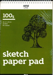 Eco-schetsblok, A4 21 x 30 cm, 100 gr, 25vellen (Locatie: KB)