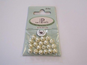 Glasparels rond 8 mm beige 20 stuks 12277-7722 (Locatie: K3)