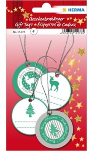 Herma cadeaukaartjes Kerstmis groen/zilver 6 stuks 15278
