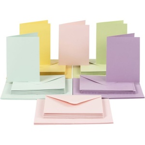 Kaarten en enveloppen 10,5 x 15 cm (C6) pastelkleuren 50 sets 23114