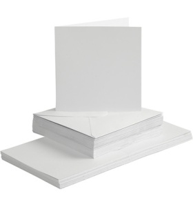 Kaarten en enveloppen 15 x 15 cm wit 50 sets 23115
