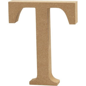 Letter T, hoogte 13 cm, dikte 2 cm, MDF, 1stuk (Locatie: KB)