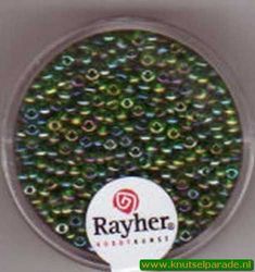 Rayher rocailles 2 mm transp. groen 17 gr. 1406129 (Locatie: K3)