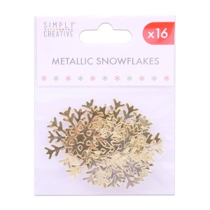 Simply Creative metallic sneeuwvlokken goud, 16 stuks