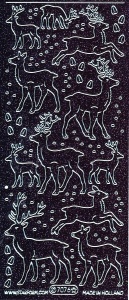 Starform stickervel rendieren glitter zwart/zilver 7076 (Locatie: U046)