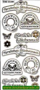 Stickervel transparant goud Herzlichen Glückwunsch MD354001 (Locatie: ZZ098)