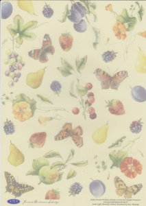 Vellum Janneke Brinkman lichtgeel vlinders/fruit JBS (Locatie: 2444)