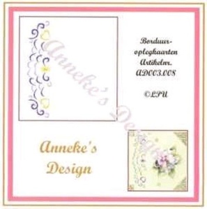 Anneke's Design 3 borduuroplegkaarten + enveloppen wit AD 003 008 (Locatie: H322 )