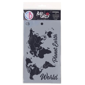 Ciao Bella Texture Stencil, 12.5cm x 20cm, World Map, MSB026 (Locatie: 1137)