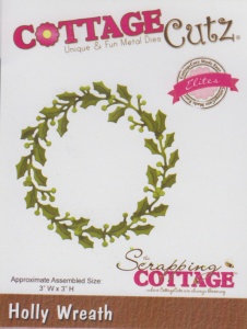 Cottage Cutz metalen mal Holly Wreath 8x8 cm, CCE-177 (Locatie: nn198)