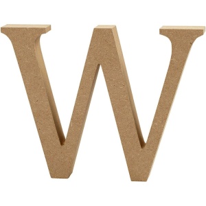 Letter W, hoogte 13 cm, dikte 2 cm, MDF, 1stuk (Locatie: KB)