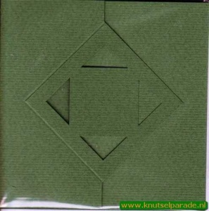 Lomiac kaart vierkant zigzag met ruit groen 3 stuks LC3142 (Locatie: Q031 )