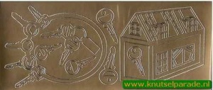 Stickervel goud huis met sleutels (Locatie: G169)