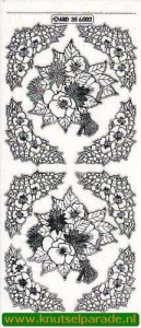 Stickervel transparant zilver bloemen MD356502 (Locatie: R051)