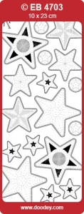Doodey borduur stickervel transparant zilver sterren EB4703 (Locatie: s157)