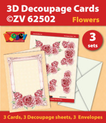 Doodey kaartenpakket om 3 bloemenkaarten te maken ZV62502 (Locatie: 5011)