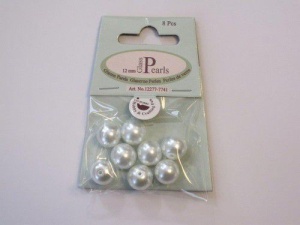 Glasparels rond 12 mm wit 8 stuks (Locatie: K3)