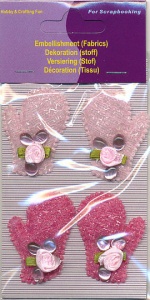 Hobby & Crafting Fun versiering (stof) handschoentjes meisje 12008-1231 (Locatie: K3)