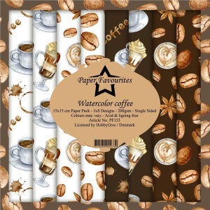 Hobbygros Paperpack, 15x15 cm, 3x8 designs, watercolor coffee, PF153