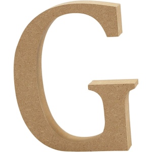 Letter G, hoogte 13 cm, dikte 2 cm, MDF, 1stuk (Locatie: KB)