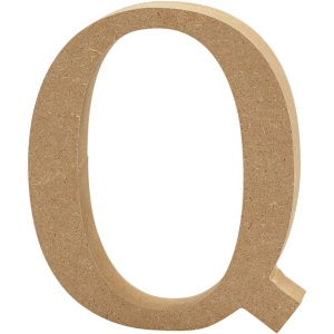 Letter Q, hoogte 13 cm, dikte 2 cm, MDF, 1stuk (Locatie: KB)