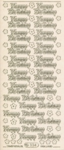 Starform stickervel Happy Birthday transparant goud 334 (Locatie: u071)