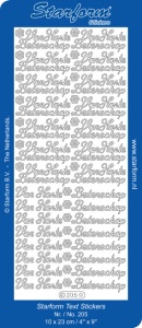 Starform stickervel zilver Van harte beterschap 205 (Locatie: e121)