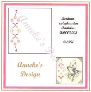 Anneke's Design 3 borduuroplegkaarten + enveloppen wit AD 003 003 (Locatie: H318 )