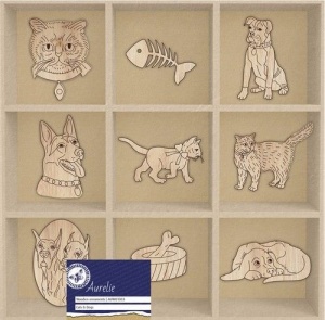 Aurelie Houten ornamenten Cats and Dogs AUWO1003 (Locatie: S2)