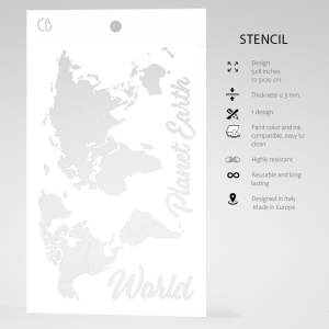 Ciao Bella Texture Stencil, 12.5cm x 20cm, World Map, MSB026 (Locatie: 1137)
