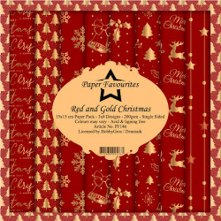 Dixi Craft Paper Pack, 15x15 cm, Red and Gold Christmas PF146