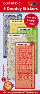 Doodey stickervellen kerst dots XP6883 set van 5 kleuren holografisch ZV51905 (Locatie: 4501)