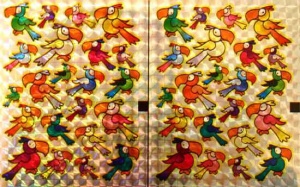 Holografische knipstickers papegaaien 5 vel 084 (Locatie: Q002)