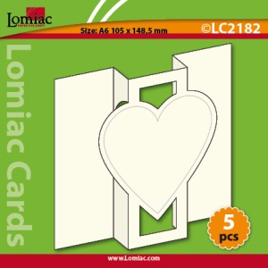 Lomiac uitklapkaart hart LC 2182 5 stuks wit (Locatie: NN066)