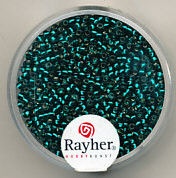 Rayher rocailles 2 mm jade met zilverdetail 17 gr. 1406415 (Locatie: K3)