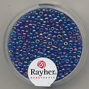 Rayher rocailles 2 mm transp. donkerblauw 17 gr. 1406110 (Locatie: K3)