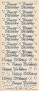 Starform stickervel Happy Birthday transparant zilver 334 (Locatie: u072)